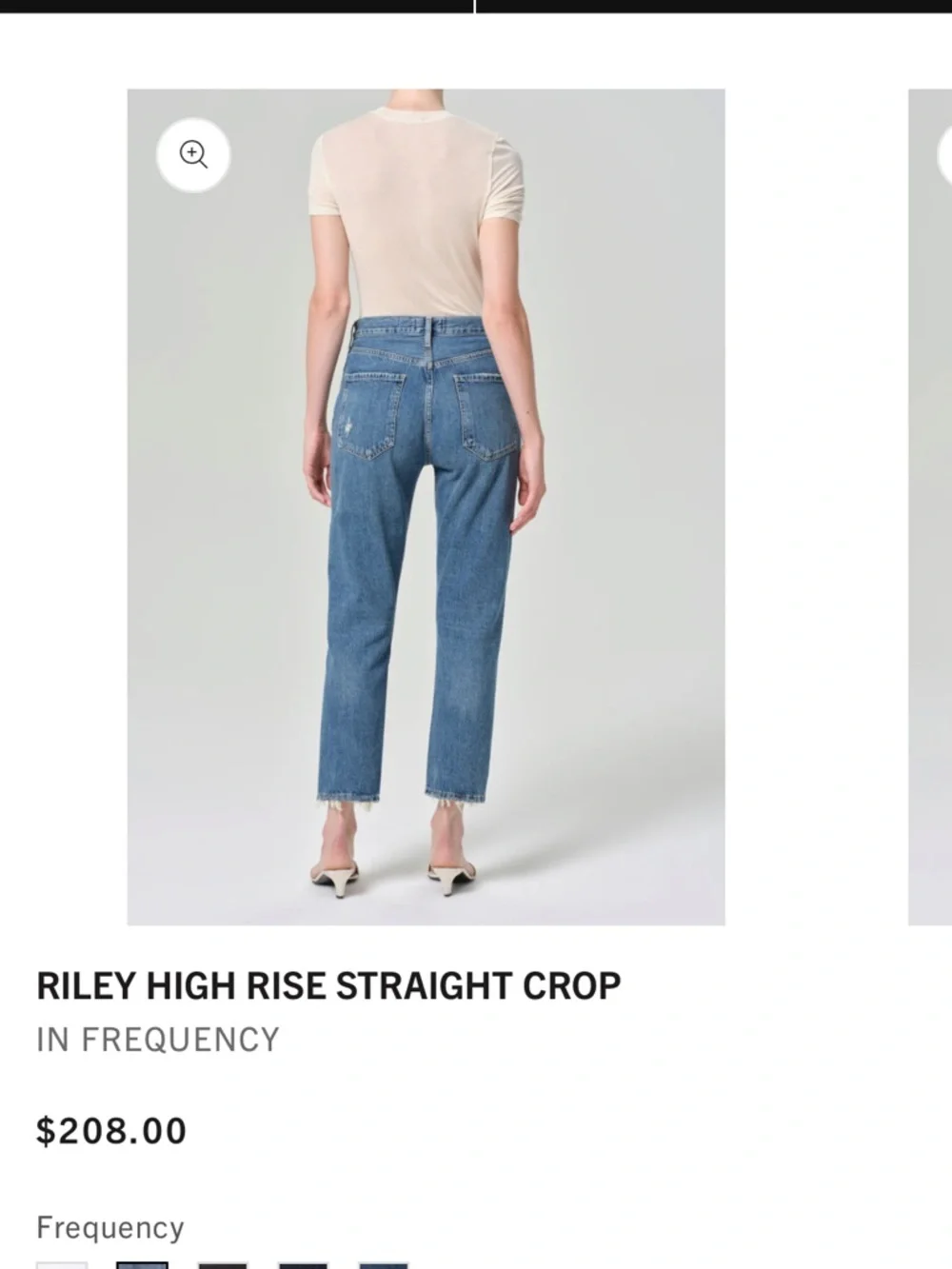Agolde Riley High Rise Straight Crop Jeans - Mid Blue - Picture 2 of 7